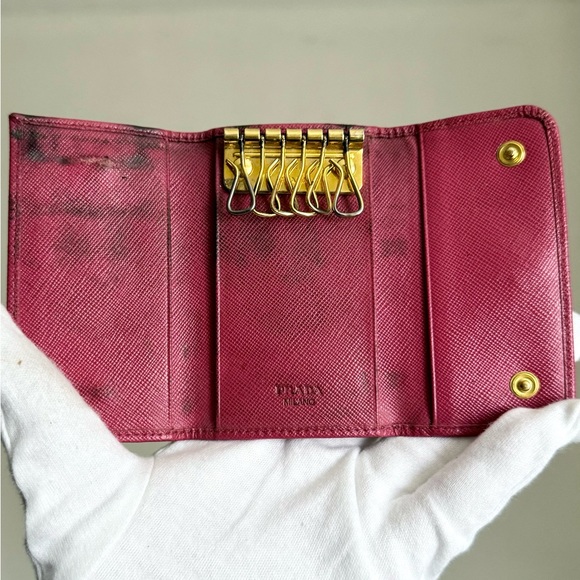 Prada Saffiano Leather Key Case 6 Key Holder - Pink Fuschia - Picture 8 of 14